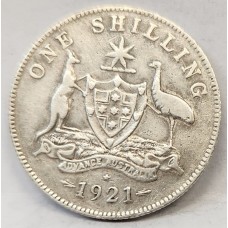 AUSTRALIA 1921 . ONE 1 SHILLING . STAR . FULL ADVANCE AUSTRALIA